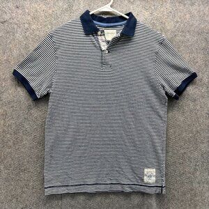 Denim Supply Ralph Lauren Polo Shirt Men Medium Blue  Cotton Stripes Vtg 90s